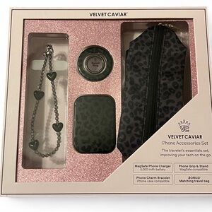 Velvet Caviar Black Leopard Phone Accessories Set
